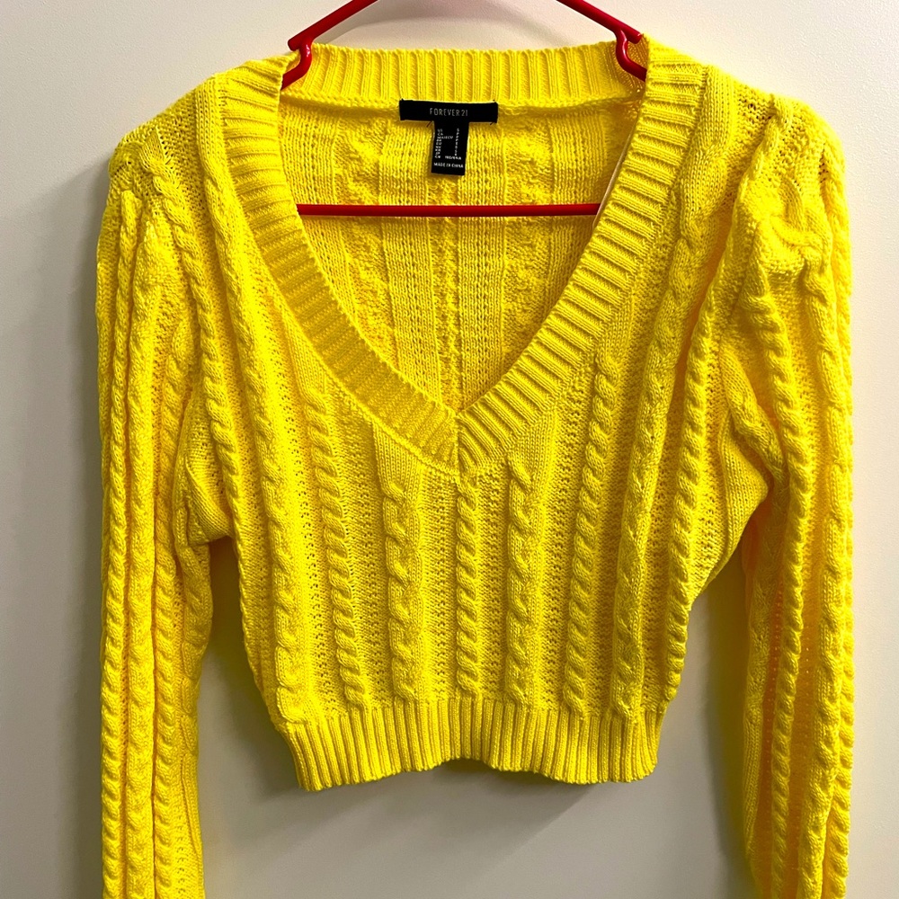 Bright yellow cropped sweat top